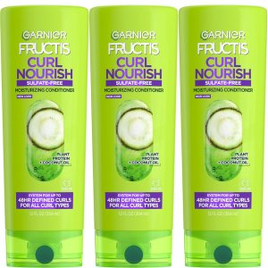 Garnier Fructis Curl Nourish Sulfate Free Moisturizing Conditioner, 12 Fl Oz, 3 Count (Packaging May Vary)
