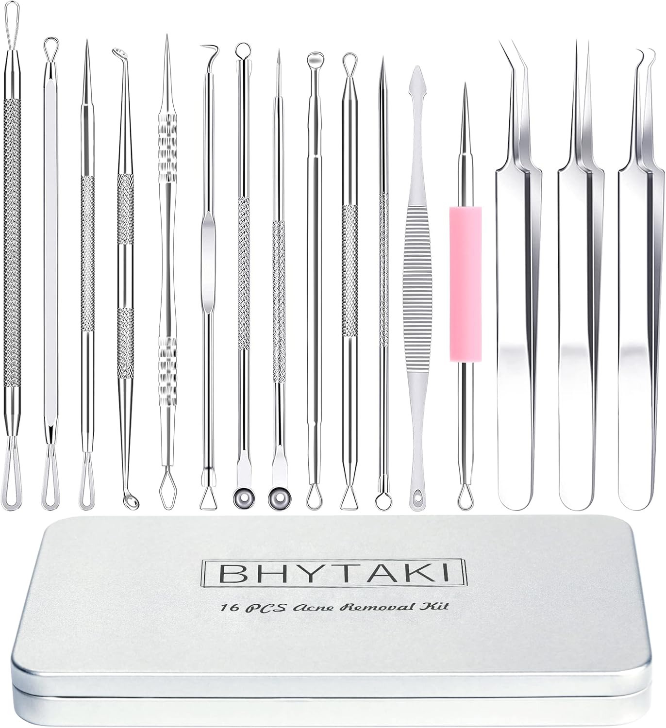 Blackhead Remover Tools, 2024 Latest 16 PCS Pimple Popper Tool Kit, Acne Blackhead Tools for Blemish, 410 Premium Professional Stainless Acne Pimple Extractor Tool with Metal Box Blackhead Remover Tools, 2024 Latest 16 PCS Pimple Popper Tool Kit, Acne Blackhead Tools for Blemish, 410 Premium Professional Stainless Acne Pimple Extractor Tool with Metal Box