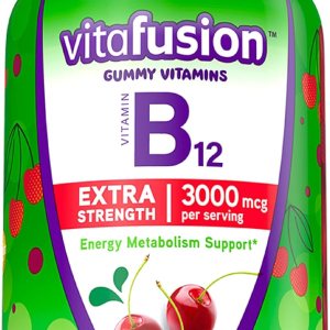 Vitafusion Extra Strength Vitamin B12 Gummy Vitamins for Energy Metabolism Support and Nervous System Health Support, Cherry Flavored, America’s Number 1 Brand, 45 Day Supply, 90 Count