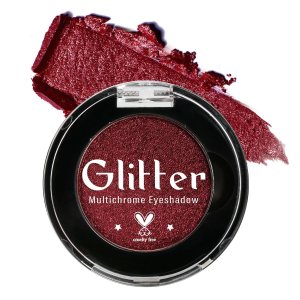 Metallic Burgundy Red Eyeshadow, Highly Pigmented True Red Sparkly Eyeshadow for Halloween Look, Cute Cream Formula Blendable Eye Shadow Pallets for Clown Gothic Makeup, Talc Free-Wine Red 3i