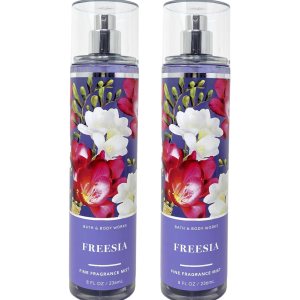 Bath and Body Work FREESIA 2 Pack Fine Fragrance Mist Bundle – 8 fl oz / 236 mL each