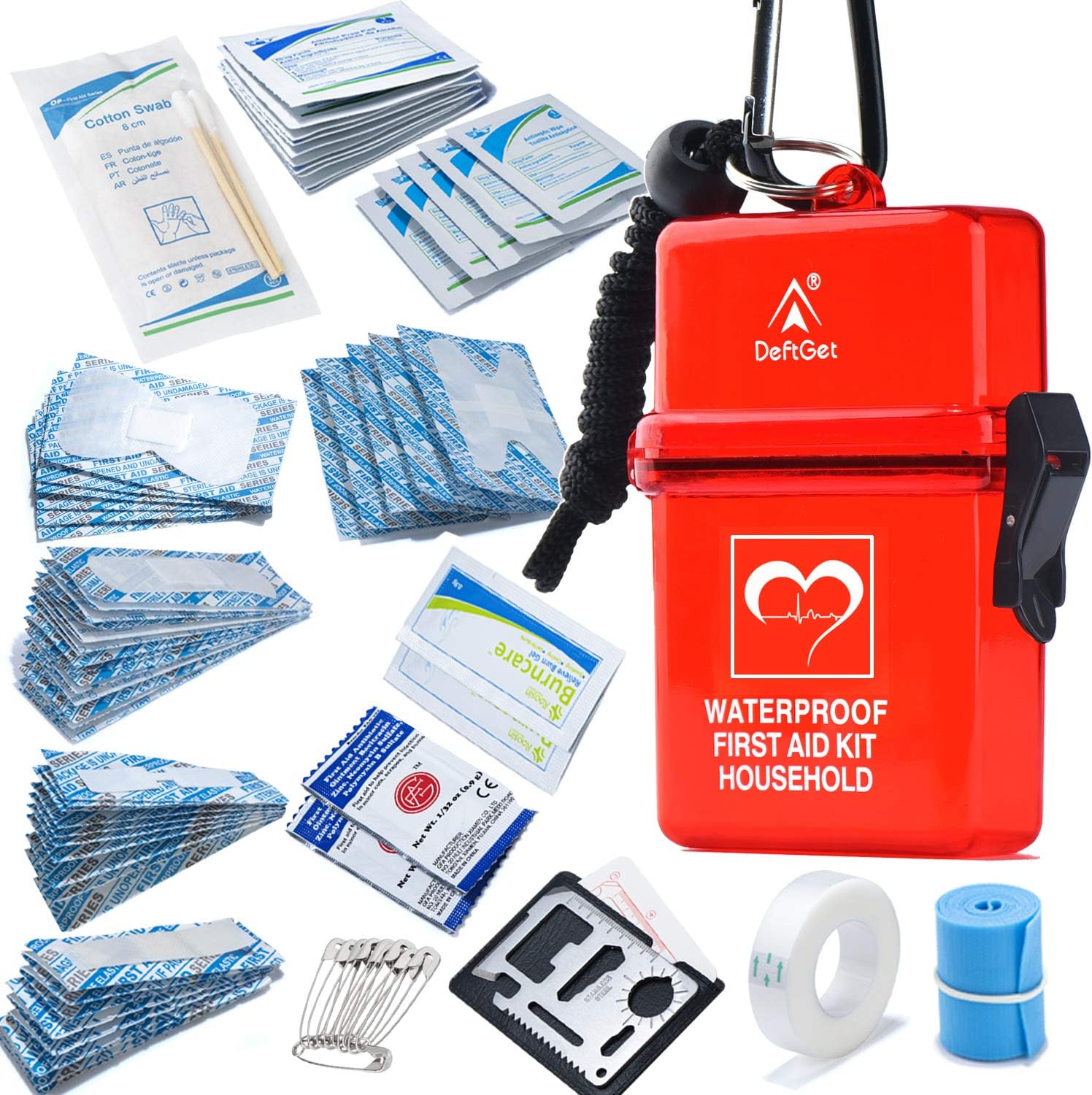 DEFTGET Waterproof First Aid Kit Travel essentials small Emergency Survival Kits mini Durable Lightweight for Minor Injuries Camping Hiking Backpacking, Birthday Gift for Best Friend Sister (Dark-red) DEFTGET Waterproof First Aid Kit Travel essentials small Emergency Survival Kits mini Durable Lightweight for Minor Injuries Camping Hiking Backpacking, Birthday Gift for Best Friend Sister (Dark-red)