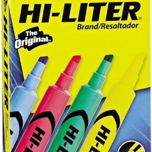 Avery 17752 HI-LITER Desk-Style Highlighter, Chisel Tip, Assorted Colors, 4/Set