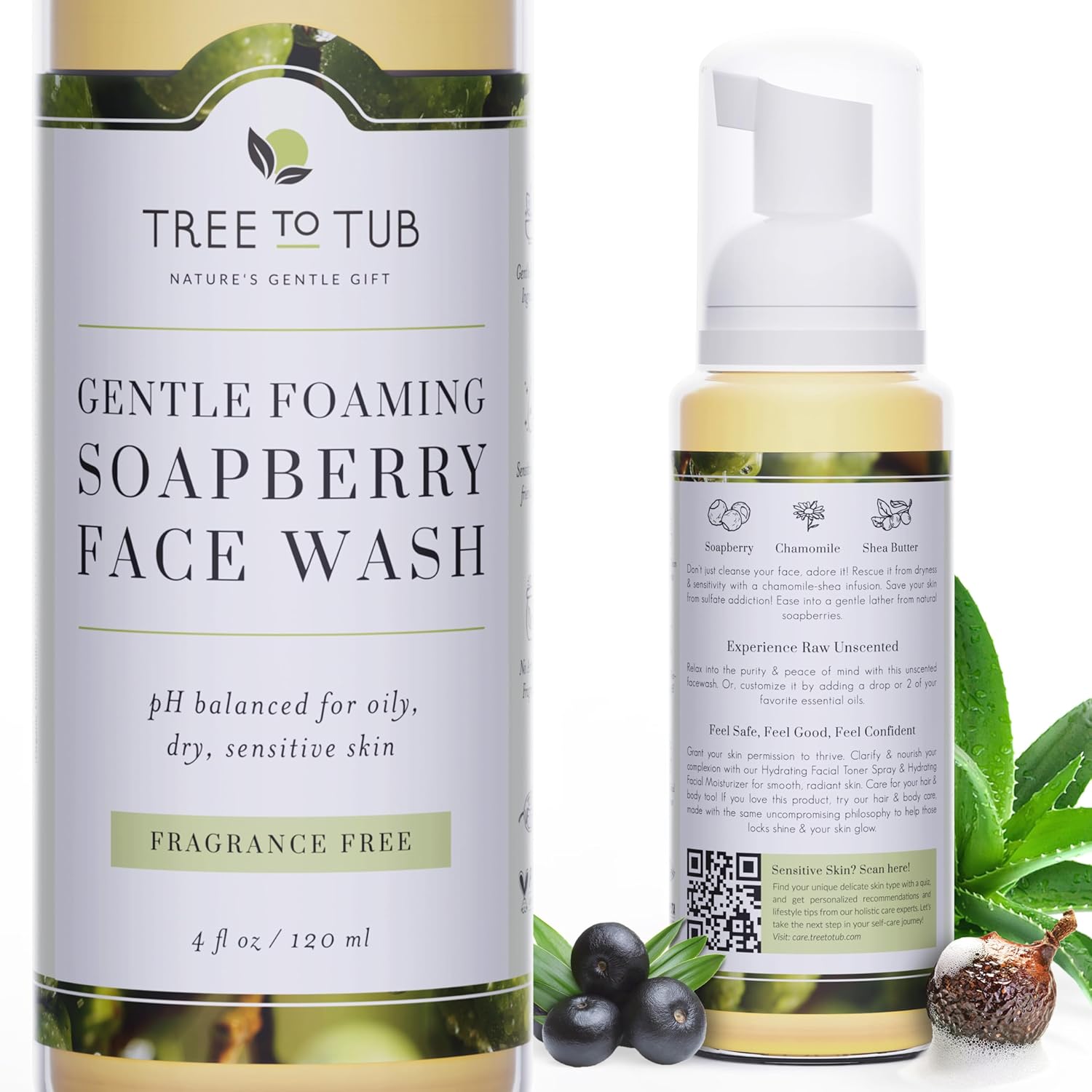 Tree to Tub Sensitive Skin Face Wash for Dry Skin – Fragrance Free Gentle Face Cleanser for Women & Men, Unscented Hydrating Foaming Facial Cleanser, Daily Face Soap w/All Natural Organic Aloe Vera Tree to Tub Sensitive Skin Face Wash for Dry Skin – Fragrance Free Gentle Face Cleanser for Women & Men, Unscented Hydrating Foaming Facial Cleanser, Daily Face Soap w/All Natural Organic Aloe Vera