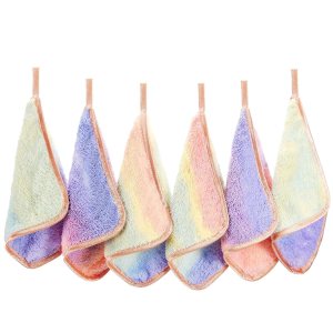 PHOGARY Microfiber Makeup Remover Cloths, 6 Pack Reusable Makeup Eraser Cloth for Face, Microfibre Erase Your Face Washcloths, Make up Cloth Remover Towel – Gentle on Skin (8 x 8in, Rainbow)