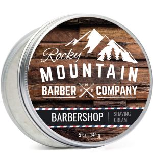 Shaving Cream for Men – Barbershop Scent – Thick Lather for Traditional and Cartridge Shaving by Rocky Mountain Barber Company – 5oz Tin