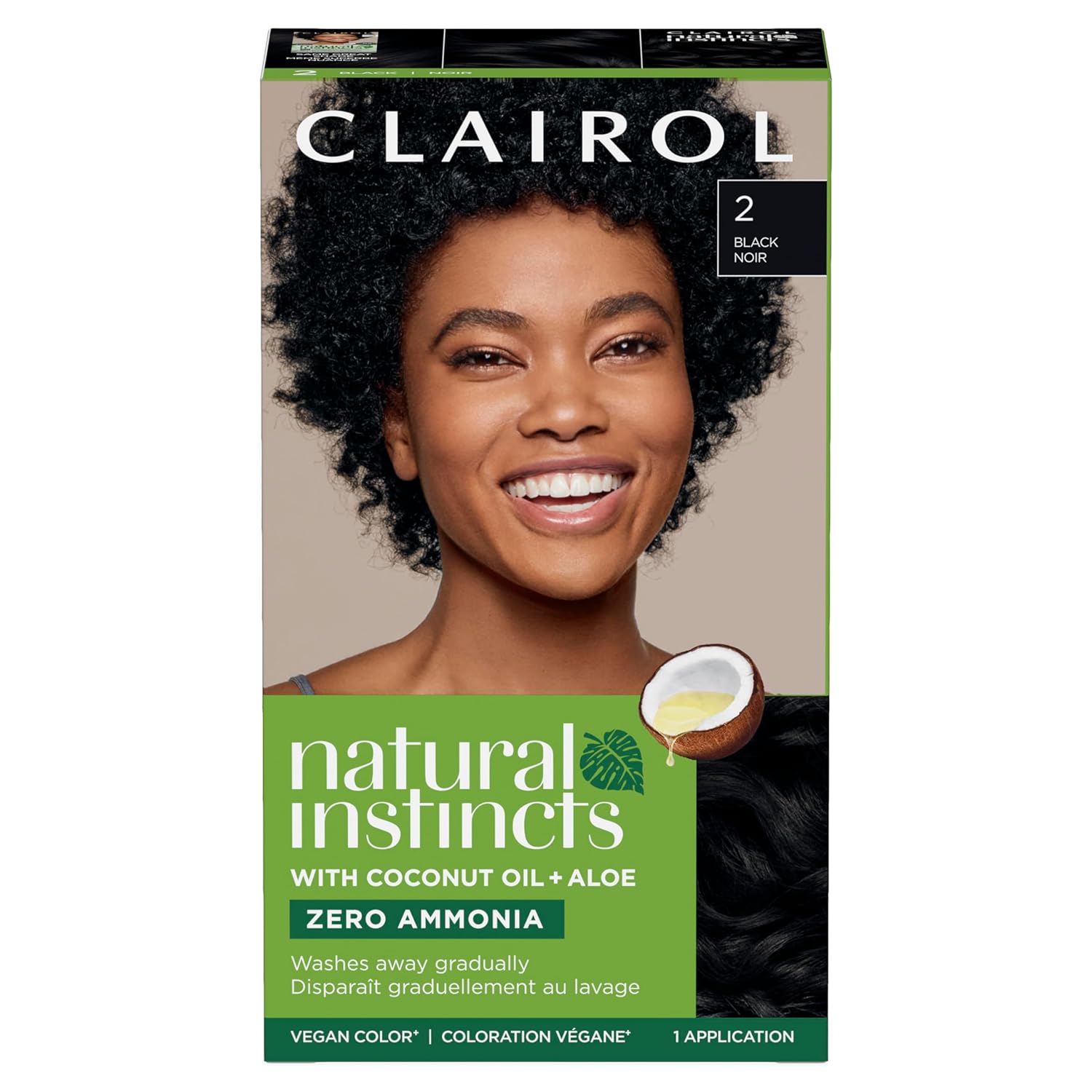 Clairol Natural Instincts Demi-Permanent Hair Dye, 2 Black Hair Color, Pack of 1 Clairol Natural Instincts Demi-Permanent Hair Dye, 2 Black Hair Color, Pack of 1