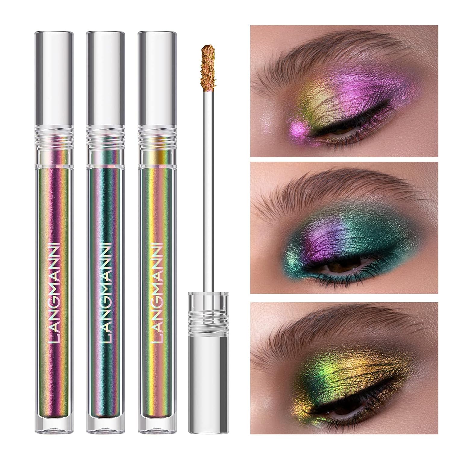Jolilab Metallic Liquid Chameleon Eyeshadow, Multi-Dimensional Eye Looks, Long-lasting Holographic Glitter Multichrome Eyeshadows Makeup (#Peacock+Wonder+Ember) Jolilab Metallic Liquid Chameleon Eyeshadow, Multi-Dimensional Eye Looks, Long-lasting Holographic Glitter Multichrome Eyeshadows Makeup (#Peacock+Wonder+Ember)