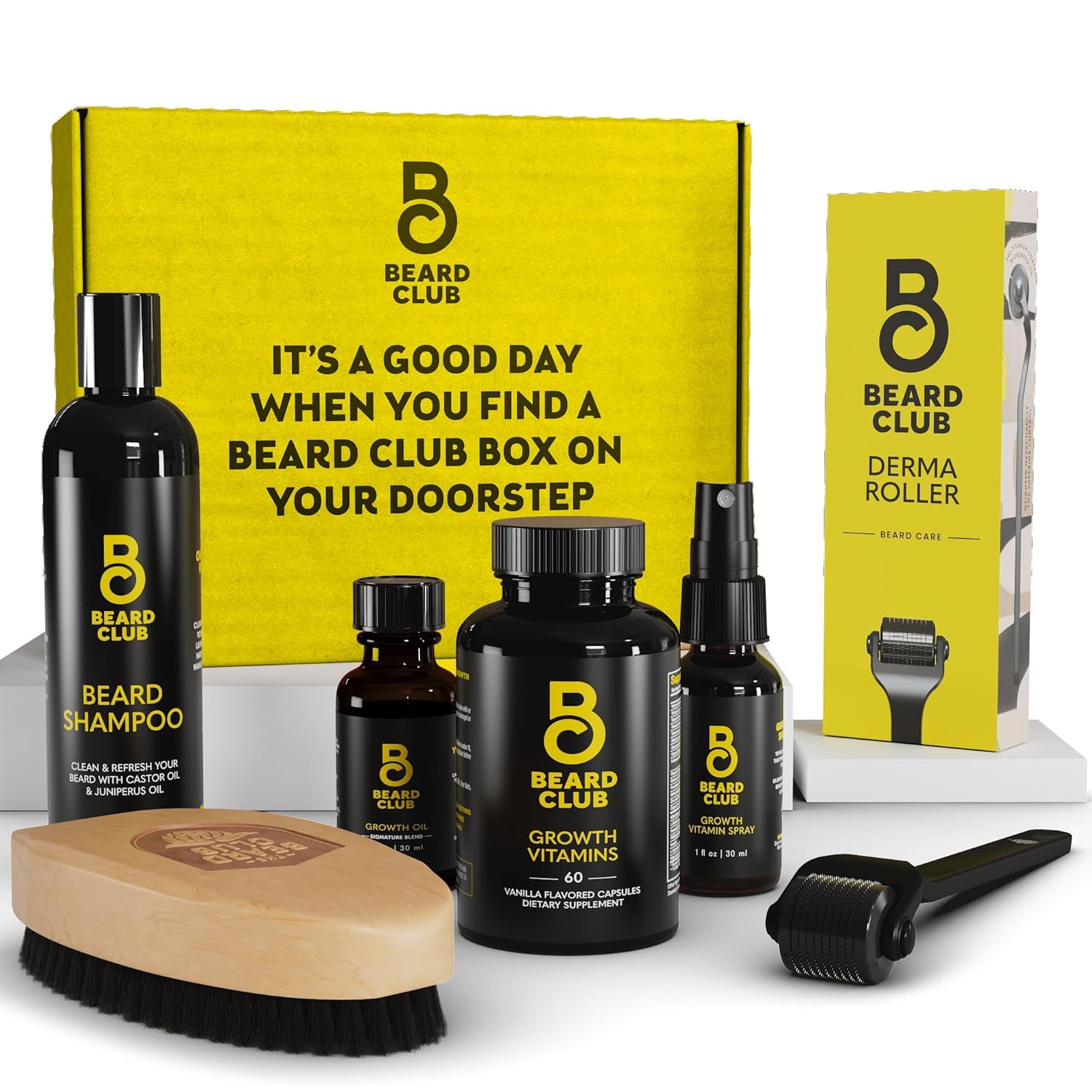 Beard Club Advanced Beard Growth Kit – Derma Roller, Beard Growth Oil, Beard Growth Vitamins and Beard Growth Vitamin Spray, Beard Shampoo and Beard Brush – Gift Set – Cedar Beard Club Advanced Beard Growth Kit – Derma Roller, Beard Growth Oil, Beard Growth Vitamins and Beard Growth Vitamin Spray, Beard Shampoo and Beard Brush – Gift Set – Cedar