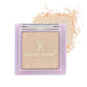 Single Eyeshadow Compact, Pigmented Shimmery Long Lasting Eye Makeup and Highlight – Vegan, Cruelty-free – Champagne Gold Silver Sparkle 01