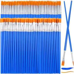 126 Pcs Small Paint Brushes Bulk, Kids Paint Brushes with Flat and Round Pointed Paint Brushes Set, Craft Brushes for Classroom Acrylic Oil Watercolor Canvas Face Painting