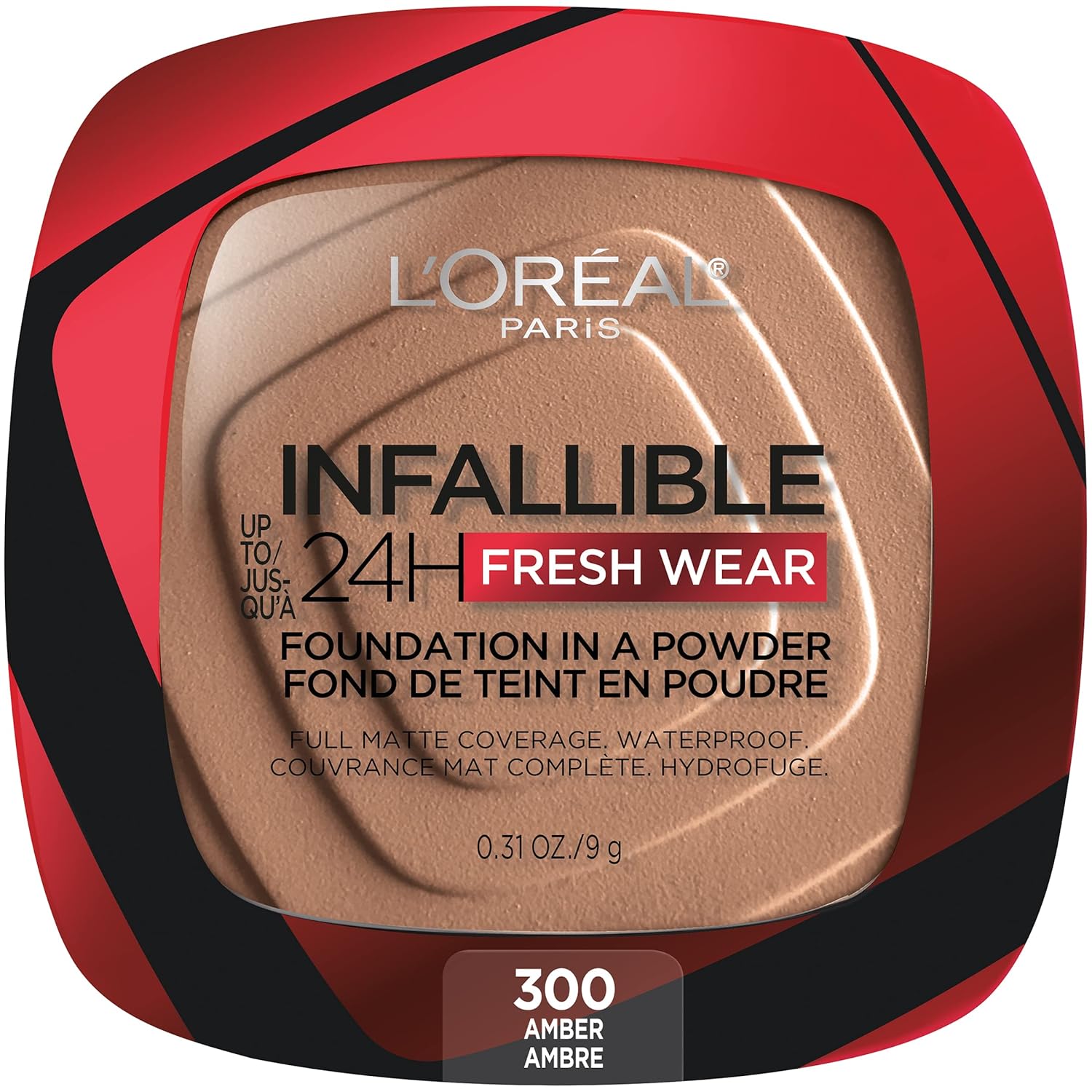 L’Oreal Paris Makeup Infallible Fresh Wear Foundation in a Powder, Up to 24H Wear, Waterproof, Amber, 0.31 oz. L’Oreal Paris Makeup Infallible Fresh Wear Foundation in a Powder, Up to 24H Wear, Waterproof, Amber, 0.31 oz.