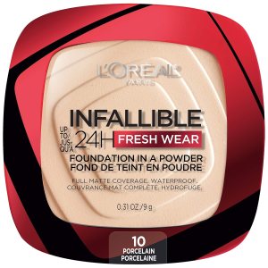 L’Oreal Paris Makeup Infallible Fresh Wear Foundation in a Powder, Up to 24H Wear, Waterproof, Porcelain, 0.31 oz.