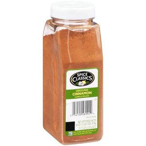 Spice Classics Ground Cinnamon, 18 oz – One 18 Ounce Container of Ground Cinnamon Powder, Perfect in Desserts, Hot Tea, Cider, Meat Rubs, and More