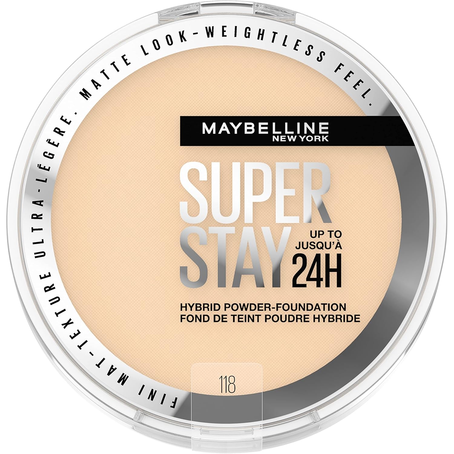 Maybelline Super Stay Up to 24HR Hybrid Powder-Foundation, Medium-to-Full Coverage Makeup, Matte Finish, 118, 1 Count Maybelline Super Stay Up to 24HR Hybrid Powder-Foundation, Medium-to-Full Coverage Makeup, Matte Finish, 118, 1 Count