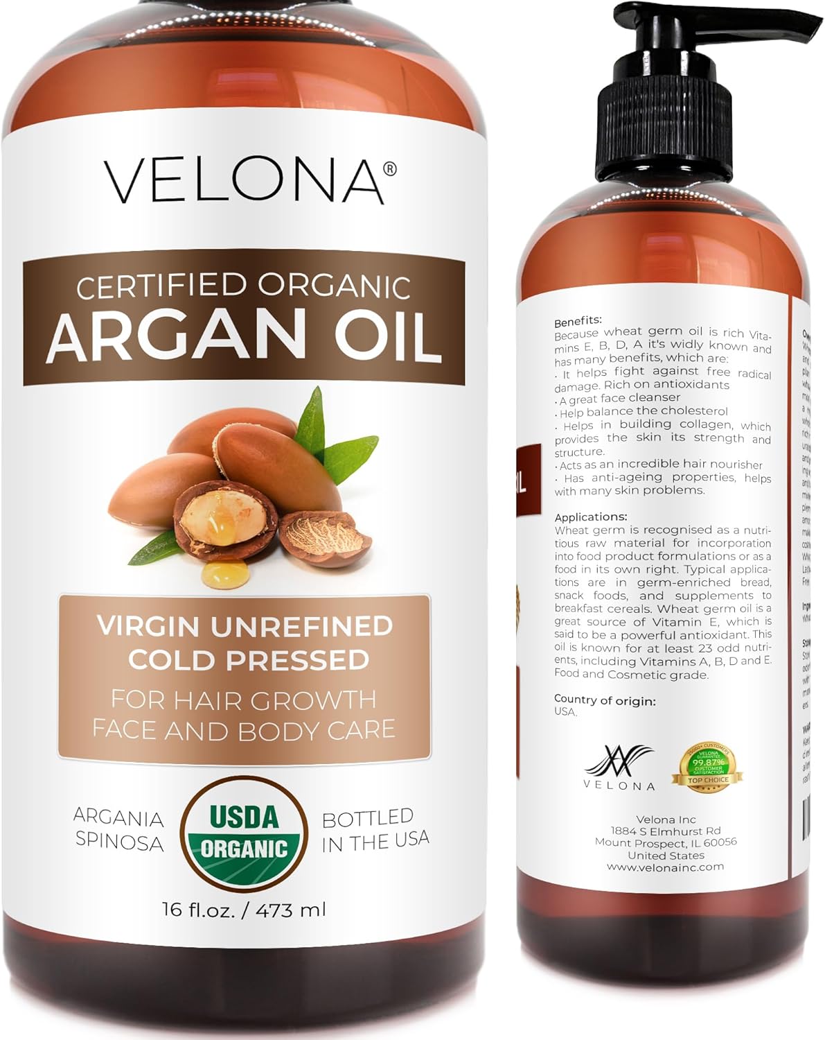 velona Argan Oil USDA Certified Organic – 16 oz (With Pump) | 100% Pure and Natural | Morocco Oil | Stimulate Hair Growth, Skin, Body and Face Care | Nails Protector velona Argan Oil USDA Certified Organic – 16 oz (With Pump) | 100% Pure and Natural | Morocco Oil | Stimulate Hair Growth, Skin, Body and Face Care | Nails Protector