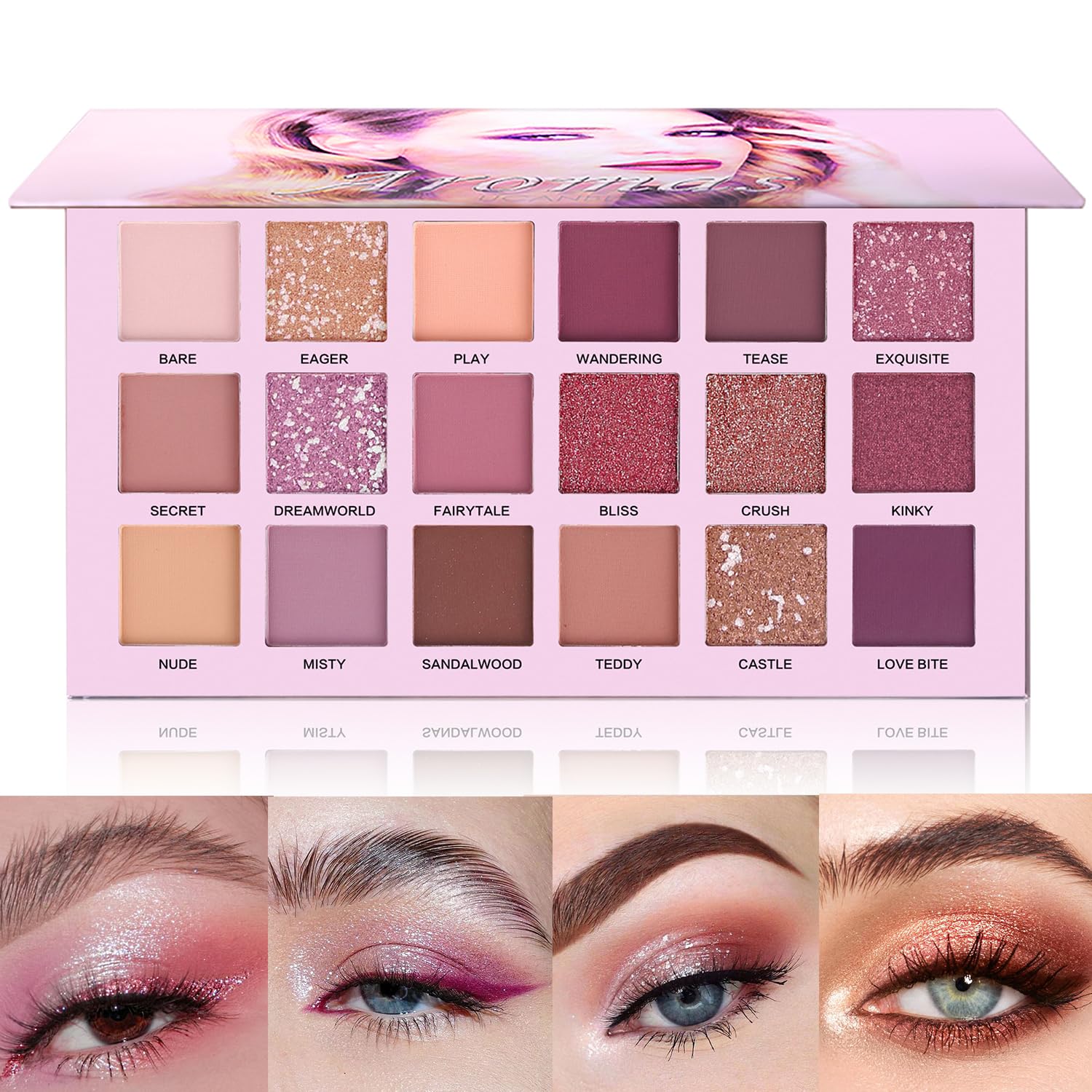 UCANBE Professional 18 Colors Aromas Nude Eyeshadow Palette Long Lasting Multi Reflective Shimmer Matte Glitter Pressed Pearls Eye Shadow Makeup Pallet Kit UCANBE Professional 18 Colors Aromas Nude Eyeshadow Palette Long Lasting Multi Reflective Shimmer Matte Glitter Pressed Pearls Eye Shadow Makeup Pallet Kit