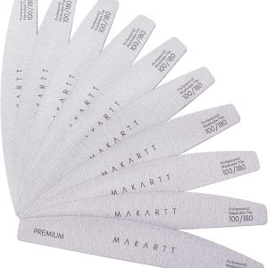 Makartt Nail File, 100/180 Grit Nail Files for Natural Nails, 10 Pcs Zebra Emery Boards for Nails Doubled Sides Washable Nail Files and Buffers Nail Care Manicure Kit Salon Home Use