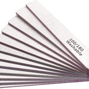 Nail File 12 PCS Professional Reusable 100/180 Grit Double Sides Washable Nail File Manicure Tools for Poly Nail Extension Gel and Acrylic Nails Tools Suit for Home Salon