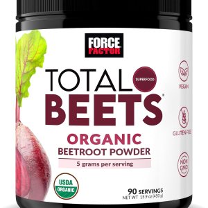 Force Factor Total Beets Organic Beetroot Powder Superfood to Boost Daily Nutrition, USDA Organic, Vegan, Gluten-Free, and Non-GMO Beet Supplement, Unflavored, 90 Servings