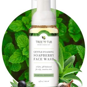 Tree to Tub Sensitive Skin Face Wash for Oily or Combination Skin – Gentle Tea Tree Face Cleanser for Women & Men, Oil Free Daily Foaming Facial Cleanser w/Organic Aloe Vera, All Natural Peppermint