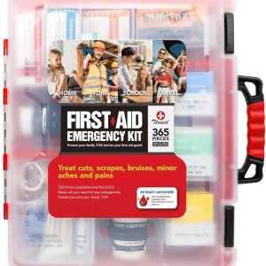 365 Piece First Aid Kit, Well-Organized Durable Hard Case, Wall-Mountable Trauma Medical Kits for Any Emergencies, Ideal for Home, Office, Car, Travel, Outdoor, Camping, Hiking, Boating (White)