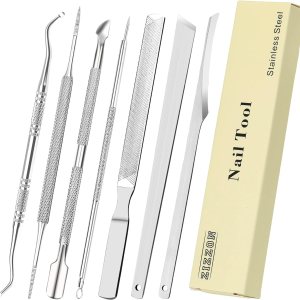 ZIZZON 7 Pcs Ingrown Toenail File and Lifters set, Stainless Steel Ingrown Toenail Removal Kit, Under Nail Cleaner Pedicure Tools