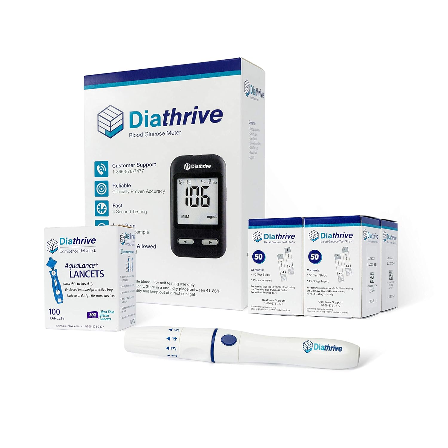 Reliable Diathrive Blood Sugar Test Kit & Blood Glucose Monitoring System – 4 Second Results! Glucometer/Glucose Meter Kit W/ 200 Glucose Test Strips – Lancing Device – 100 Lancets for Blood Testing Reliable Diathrive Blood Sugar Test Kit & Blood Glucose Monitoring System – 4 Second Results! Glucometer/Glucose Meter Kit W/ 200 Glucose Test Strips – Lancing Device – 100 Lancets for Blood Testing