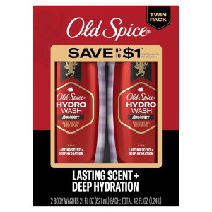 Old Spice Body Wash for Men Moisturizing Hydro Wash, Swagger Scent, 21 oz, Two Pack