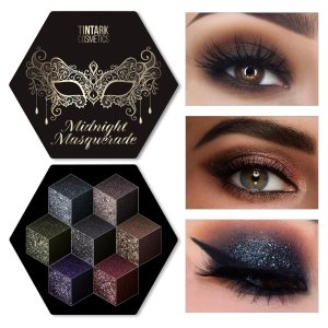Black Smokey Eyeshadow Makeup Palette, Dark Smoky Eye Shadow Palettes for Halloween Goth Make up Glitter Shimmer Matte Pallets, Midnight Masquerade 21 Colors Brown Neutral Naked, Talc Free