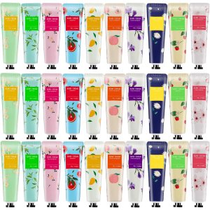 30 Pack Hand Cream Gift Set,Hand Lotion for Dry Cracked Hands,Moisturizing Hand Care Cream with Natural Plant Fruit Scented,Mini Hand Lotion Travel Size Bulk for Women Mom Girlfriend Her Wife
