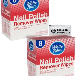 White Rain Nail Polish Remover Wipes 2 Pack – Non Acetone Nail Polish Remover Pads – Super Convenient Nail Polish Removers – Bundle with Ballard Products Moist Towelette
