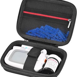 RAIACE Hard Storage Case for Diabetes Testing Kit, Blood Glucose Monitor Kit, mesh pocket for Blood Sugar Test Strips, Lancets, Lancing Device, Alcohol Wipe. (Case Only)- Black