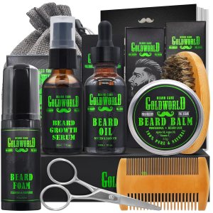 Beard Kit Beard Grooming Kit w/Beard Wash/Shampoo Beard Oil Balm Brush Comb Scissor Bag e-Book Christmas Stocking Stuffers Gifts Ideas for Men Him Dad Boyfriend Husband Mens