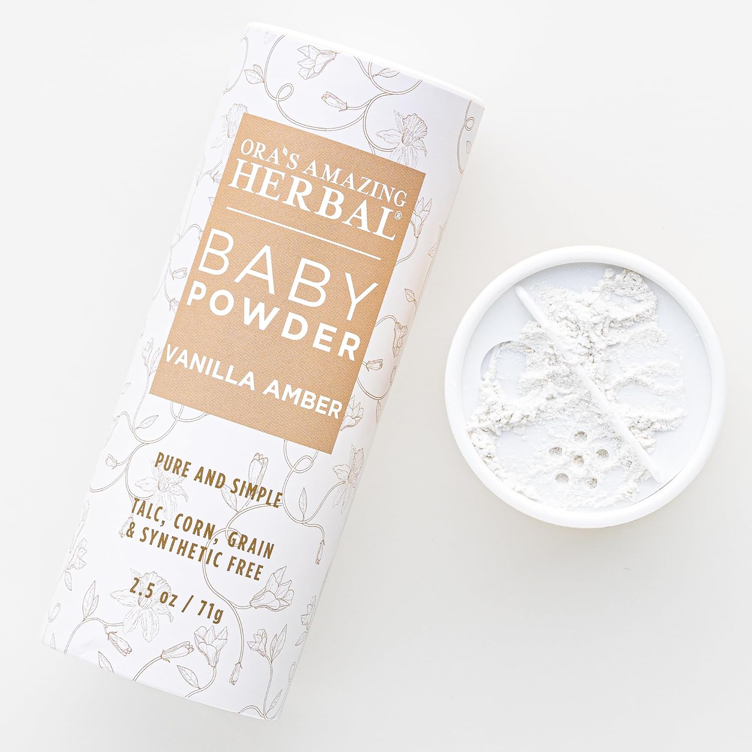 Ora’s Amazing Herbal, Talc Free Baby Powder, Cornstarch Free Clay Based Powder, Real Vanilla Amber Natural Scent Ora’s Amazing Herbal, Talc Free Baby Powder, Cornstarch Free Clay Based Powder, Real Vanilla Amber Natural Scent
