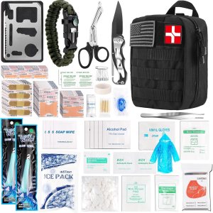 278 PCS First Aid Kit for Car Home, Gifts for Dad Him Men Women Kids Christmas, Survival Kits/Emergency Medical Supplies for Travel Office Outdoor Hiking Camping Backpacking (Black)