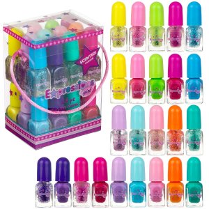 Expressions 24pc Scented Nail Polish Value Pack – Nail Kit Shiny & Glitter Nail Polish Shades in Pretty Colors, Manicure Kit & Pedicure Kit For Girls, Non-Toxic Water Based Nail Polish Gift Set