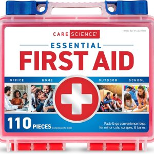 Care Science First Aid Kit, 110 Pieces | Professional Use for Travel, Work, School, Home, Car, Survival, Camping, Hiking, and More
