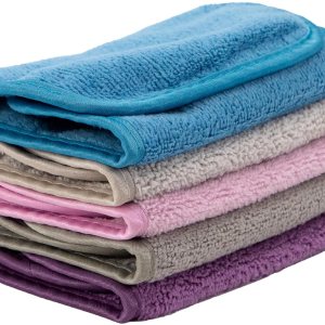 S&T INC. Makeup Remover Wipes for Skin Care, Reusable Makeup Wipes or Face Towels, Travel Essentials, Assorted Colors, 6 In. by 12 In., 5PK