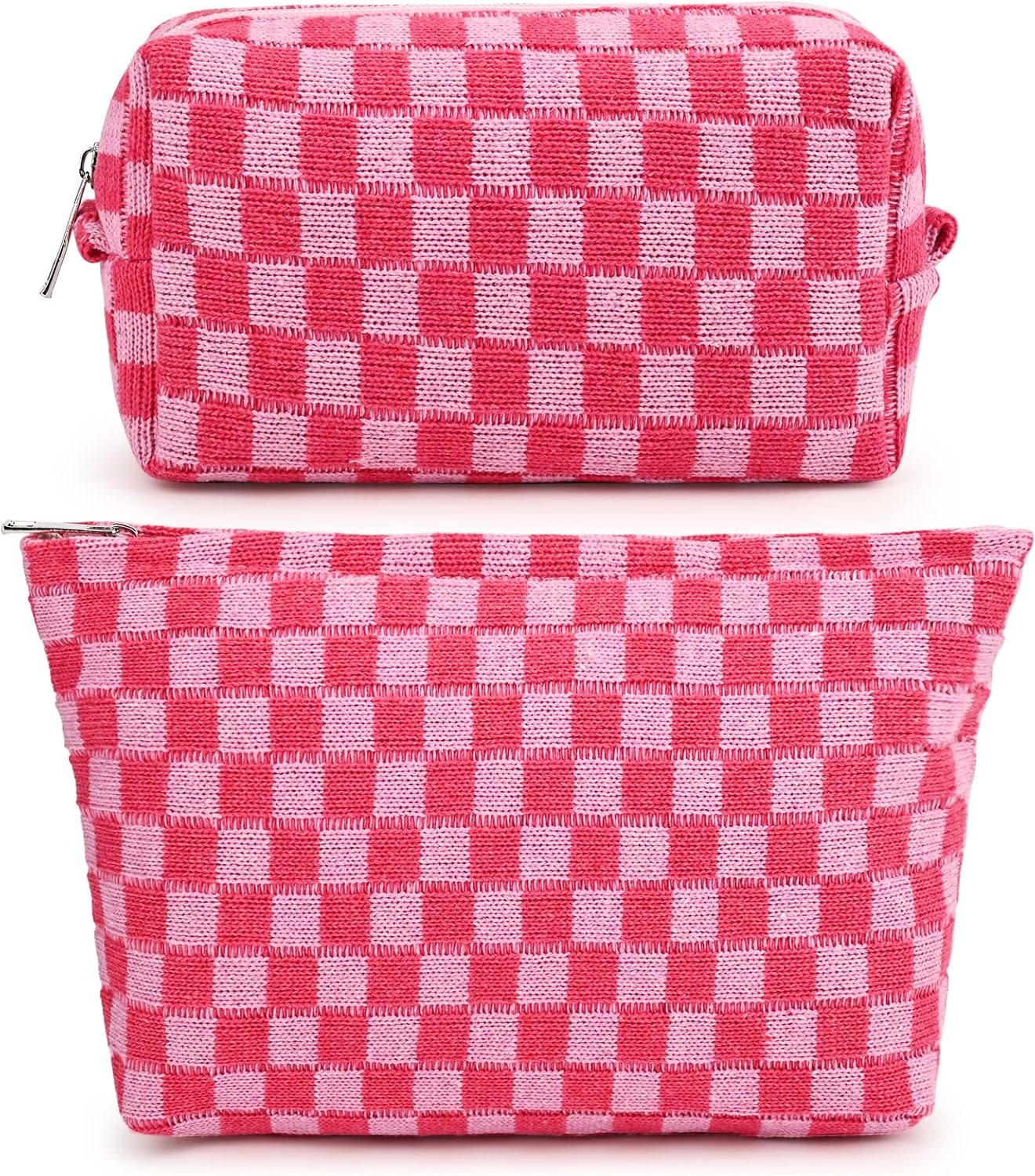 2 Pieces Makeup Bag Large Checkered Cosmetic Bag Pink Capacity Canvas Travel Toiletry Bag Organizer Cute Makeup Brushes Aesthetic Accessories Storage Bag for Women 2 Pieces Makeup Bag Large Checkered Cosmetic Bag Pink Capacity Canvas Travel Toiletry Bag Organizer Cute Makeup Brushes Aesthetic Accessories Storage Bag for Women