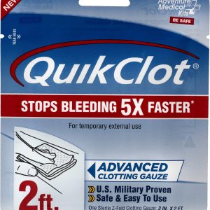 Adventure Medical Kits QuikClot Gauze – Gauze for Emergency Survival Kit, Doomsday Prepping Supplies & More – Stops Bleeding Fast with Kaolin – Flexible Hemostatic Medical Gauze – 3″ x 24″