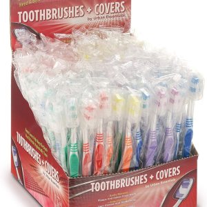 Urban Essentials Bulk Toothbrush Package with Covers | Premium Quality Individually Wrapped Colorful Tooth Brush Pack | Extra Soft Toothbrush Having Hygienic Cap with Ergonomic Handle (100 Pack)
