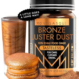 MONÉGASQUE Bronze Edible Lustre Dust for Drinks & Desserts 15g – Food Colour Dust for Cake Decorating & Chocolates – No Gluten or Dairy – Vegan Lustre Dust Champagne Shimmer & Edible Glitter