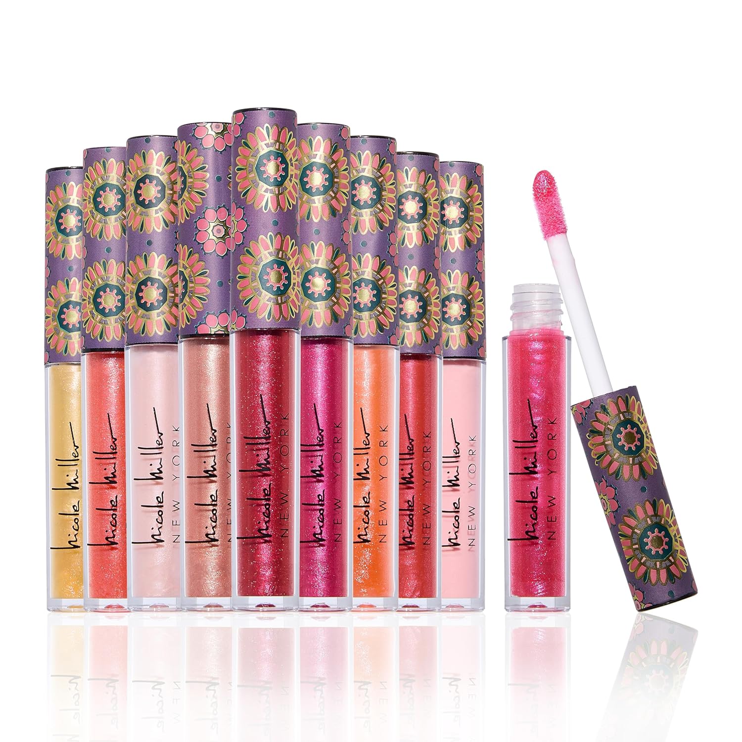 Nicole Miller 10 Pc Lip Gloss Collection, Shimmery Lip Glosses for Women and Girls, Long Lasting Color Lip Gloss Set with Rich Varied Colors (Purple) Nicole Miller 10 Pc Lip Gloss Collection, Shimmery Lip Glosses for Women and Girls, Long Lasting Color Lip Gloss Set with Rich Varied Colors (Purple)