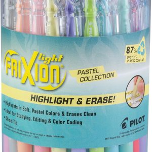 PILOT, FriXion Light Pastel Erasable Highlighters, Chisel Tip, Tub of 36, Assorted Colors