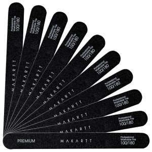 Makartt Nail File 100 180 Grit Emery Boards for Nails 10pcs Black Nail Files Professional Washable Doubled Sides Nail File Kit for Natural Acrylic Nails Coarse for DIY Salon Use