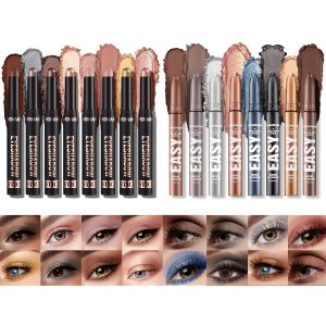 Jolilab Eyeshadow Stick Set, 16 PCS Matte Professional Bright-Colored Contouring and Highlight Eyeshadow Stick, Cream Eyeshadow Waterproof Long Lasting High Pigmented Eye Shadow