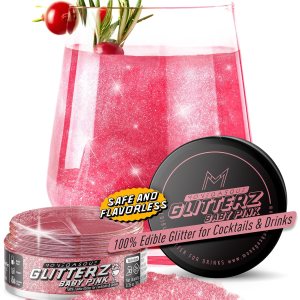 MONÉGASQUE Glitterz Baby Pink Edible Glitter for Cocktails 10g – Pink Champagne Glitter & Drink Shimmer – Light Pink Glitter – Pink Glitter for Cocktails – Pink Edible Glitter for Cakes – Glitter Dust