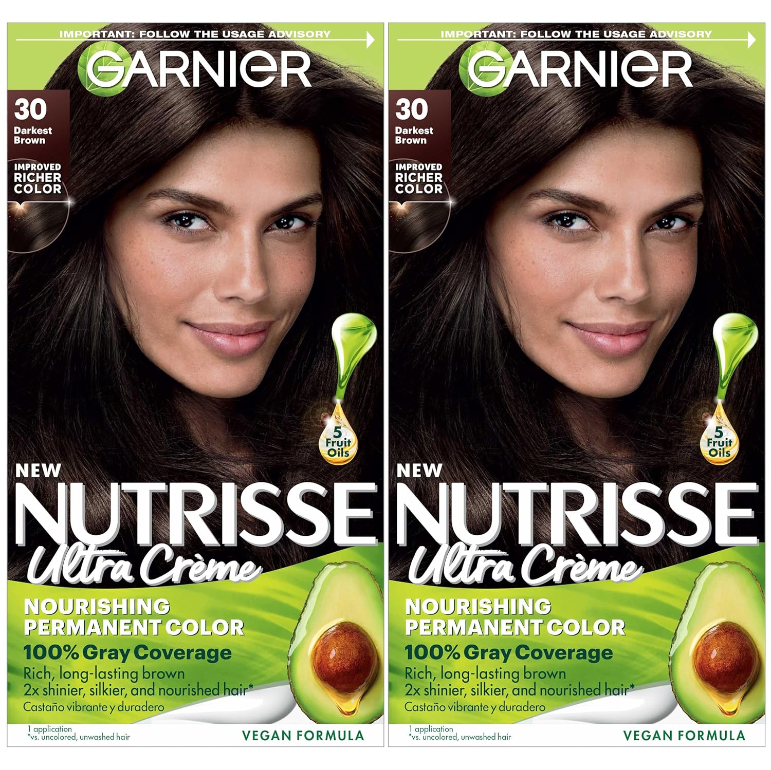Garnier Hair Color Nutrisse Nourishing Creme, 30 Darkest Brown (Sweet Cola) Permanent Hair Dye, 2 Count (Packaging May Vary) Garnier Hair Color Nutrisse Nourishing Creme, 30 Darkest Brown (Sweet Cola) Permanent Hair Dye, 2 Count (Packaging May Vary)
