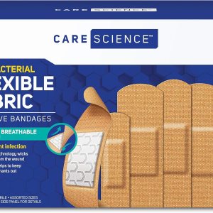 Care Science Fabric Adhesive Bandages, 200 ct Bulk Assorted Sizes | Flexible + Breathable Protection Helps Prevent Infection for First Aid and Wound Care